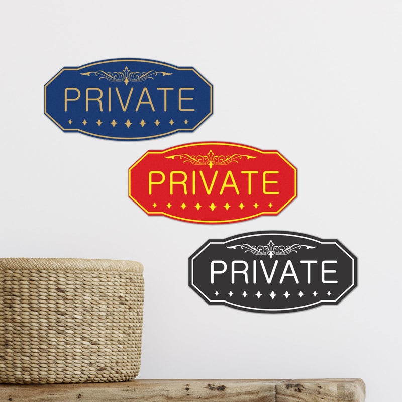 All Quality Victorian Private Wall or Door Sign - Durable Material (Black) - Medium 4" x 8" (1 Pack) - Image 3